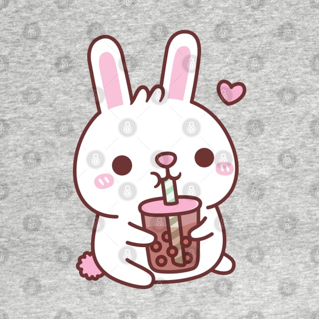 Cute White Bunny Rabbit Loves Bubble Tea by rustydoodle